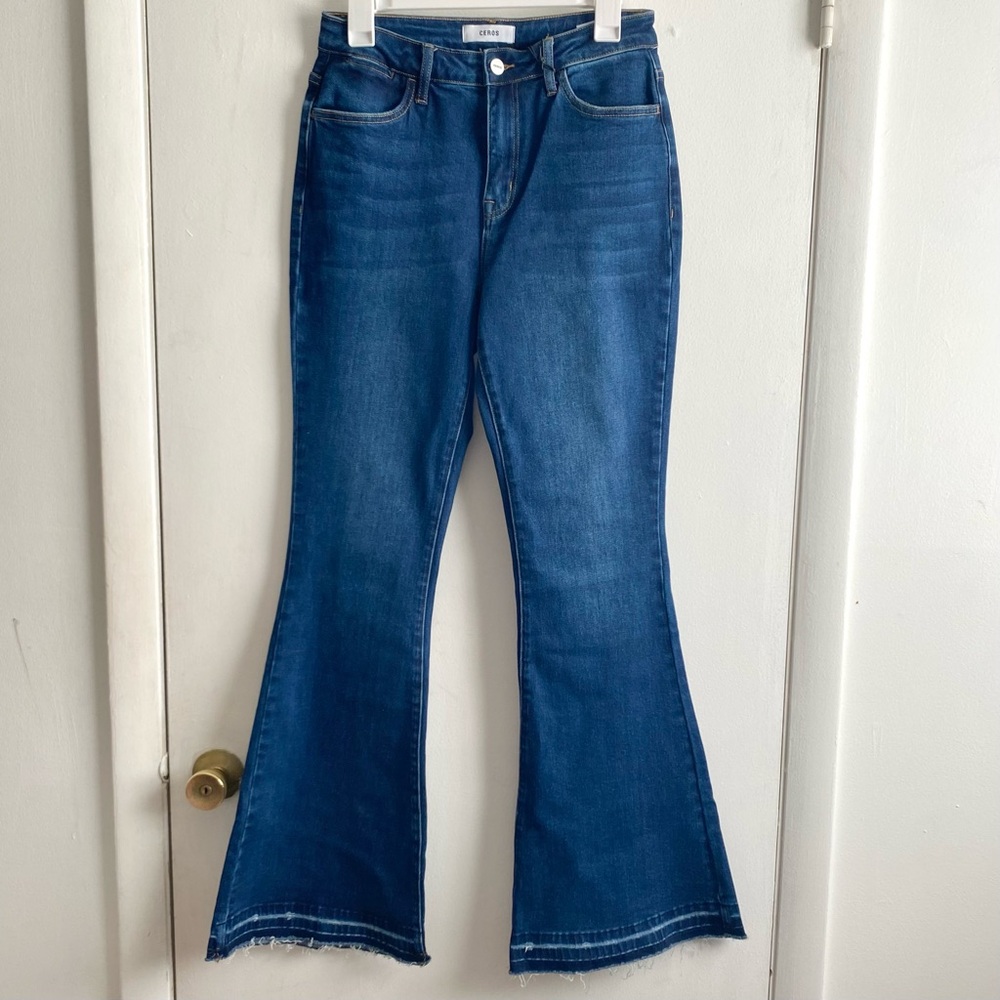 Ceros Size 28 Blue High Rise Flare Denim Pants
